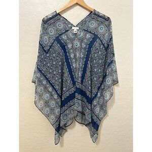 J Jill Womans Poncho One Size Western Sheer Boho Festival Beachy Travel Resort